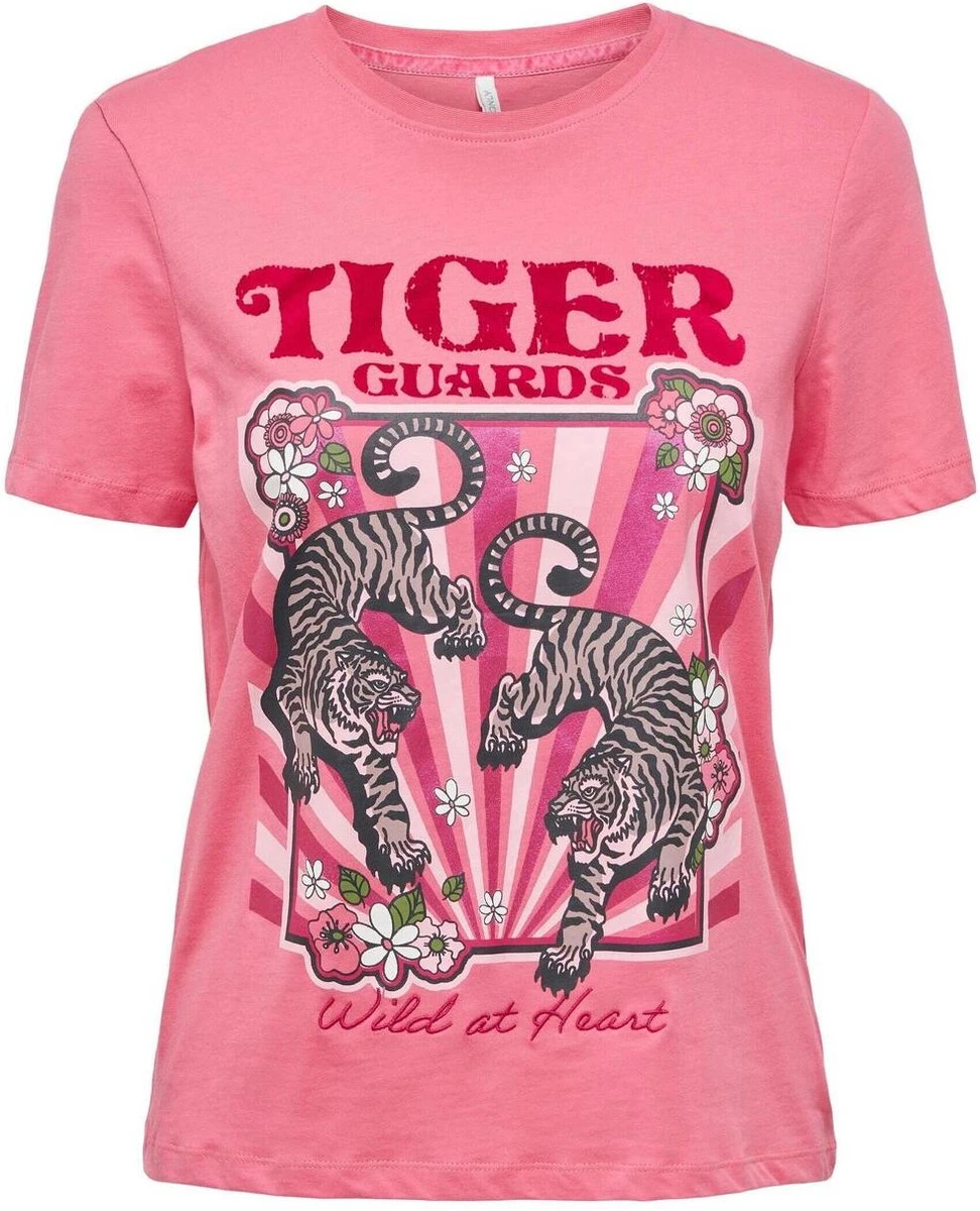Only T-shirt Onllenni Reg S/s Wild Top Box Jrs 15290640 Camellia Rose/tiger Dames Maat - M 3 Only T-shirt Onllenni Reg S/s Wild Top Box Jrs 15290640 Camellia Rose/tiger Dames Maat - M
