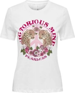 Only T-shirt Onllenni Reg S/s Wild Top Box Jrs 15290640 Cloud Dancer/victorious Dames Maat - L