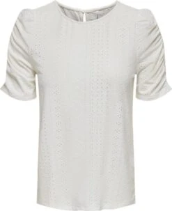 Only T-shirt Onlsandra S/s Puff Top Jrs 15289686 Cloud Dancer Dames Maat - L