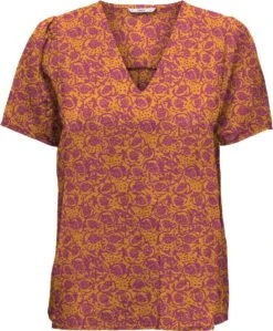 Only T-shirt Onlmargot Life S/s V-neck Top Cs Pt 15298727 Flame Orange/boho Dames Maat - M