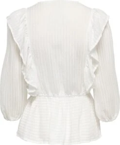 Only Blouse Onllondon 3/4 Ruffle Top Noos Wvn 15239286 Cloud Dancer Dames Maat - S